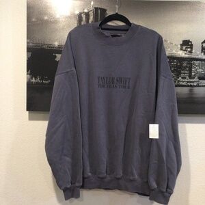 NWT Taylor Swift The Eras Tour Blue Mineral Wash Crewneck size L